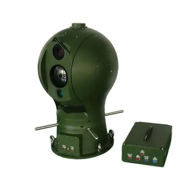 Olive-green Dual Sensor PTZ Thermal Surveillance Turret with IR and thermal sensors