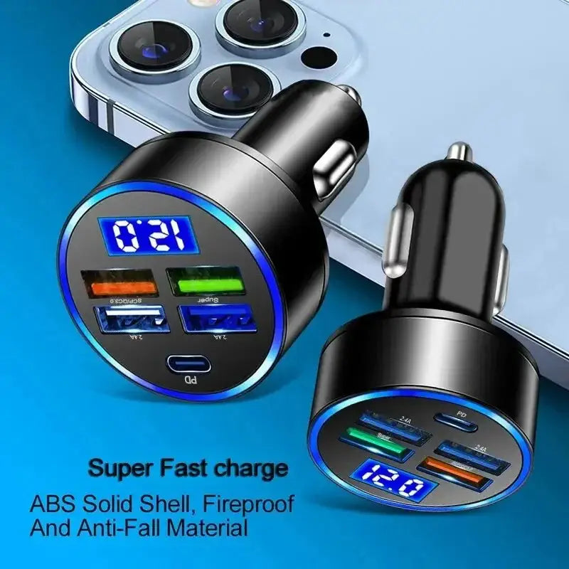 Dual USB Car Charger Fast Charging with digital display for fast phone charging on the go