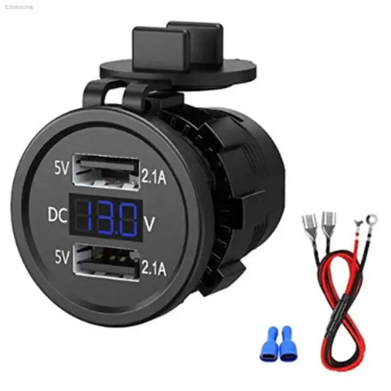 Dual USB Car Charger with Voltage Display for Fast Charging - Estalios