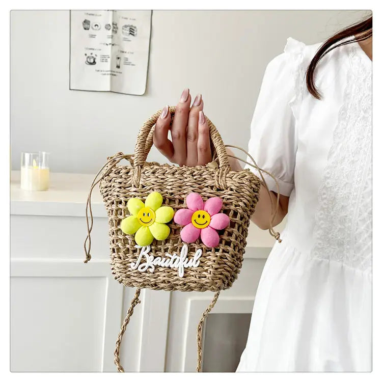 Summer Woven Bag Versatile Handheld Crossbody Hollow Beach Bag