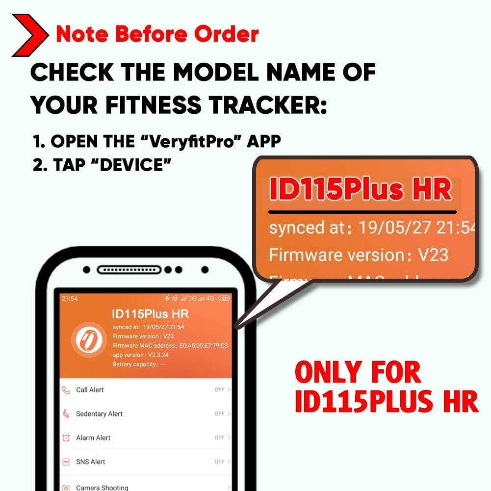 Veryfitpro ID115Plus HR Replacement Bands - Comfortable Fit - Estalios