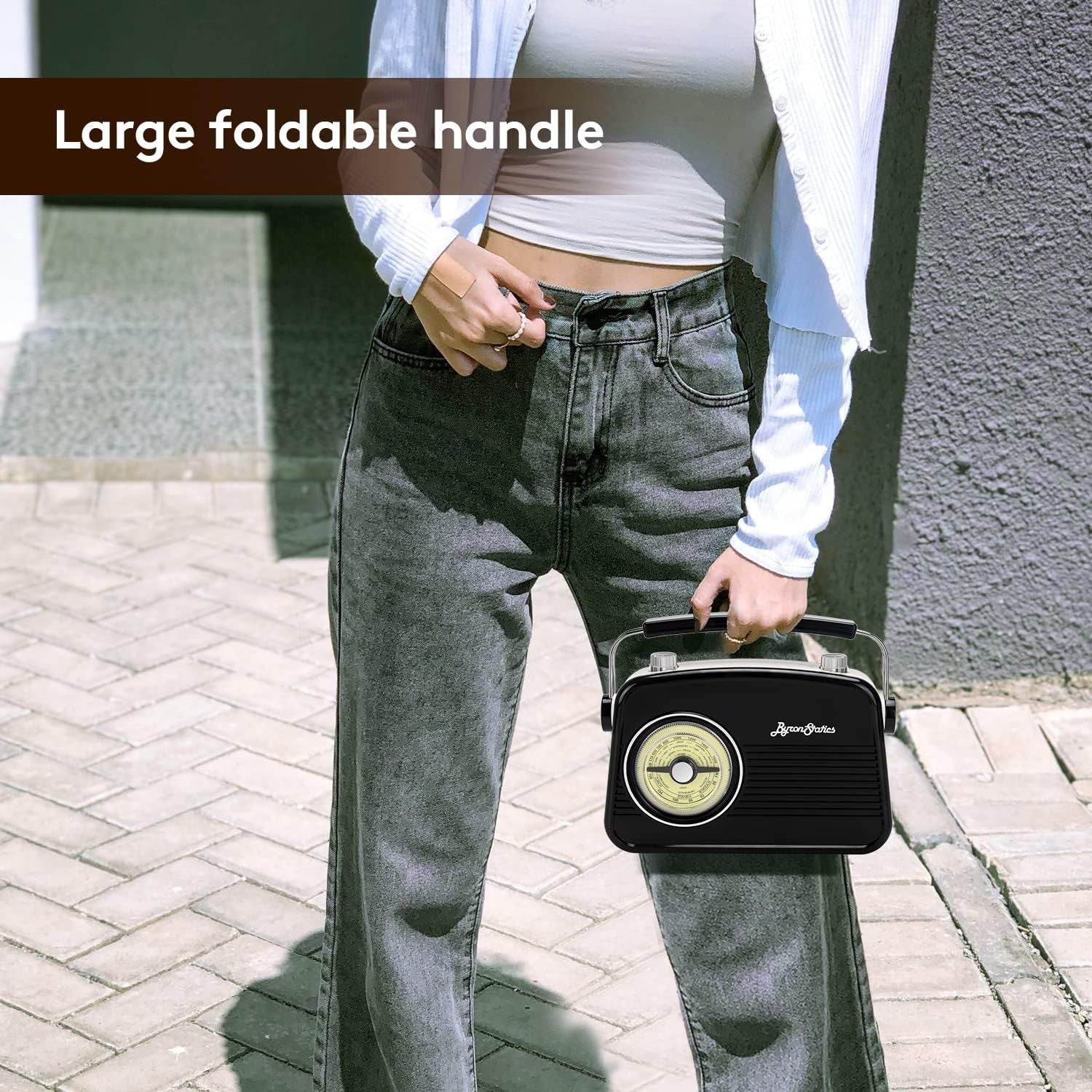 Black AM FM Radio - Portable Vintage Radio With Headphone Jack - Estalios