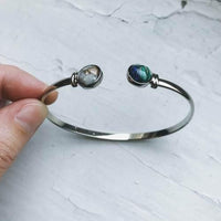 Earth and Moon Cuff Bracelet with Natural Stones - Adjustable Design - Estalios