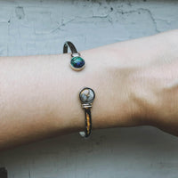 Earth and Moon Cuff Bracelet with Natural Stones - Adjustable Design - Estalios