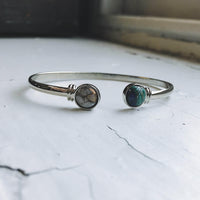Earth and Moon Cuff Bracelet with Natural Stones - Adjustable Design - Estalios