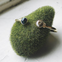 Earth and Moon Cuff Bracelet with Natural Stones - Adjustable Design - Estalios