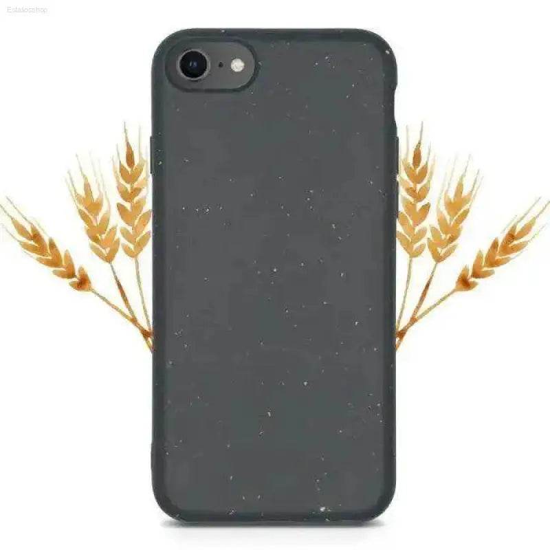 Gray phone case with wheat accents.