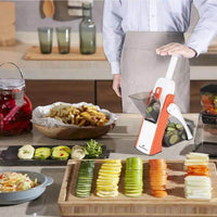 Easy-to-Clean Orange and White Mandoline Slicer for Quick Veggie Prep - Estalios