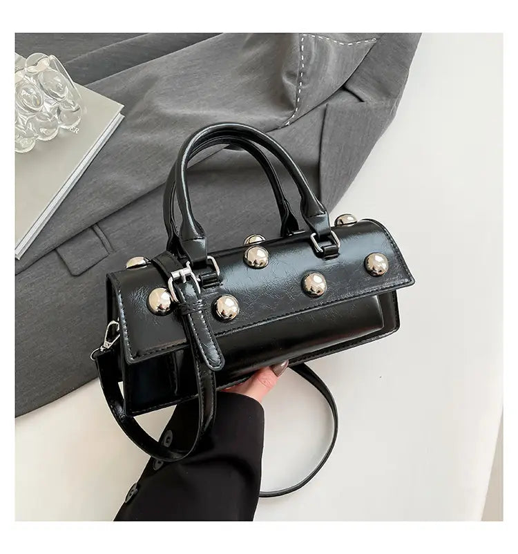 Fashion Rivet Handbag Women’s Shoulder Messenger Tote Bag