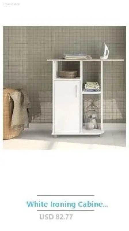 White ironing cabinet.