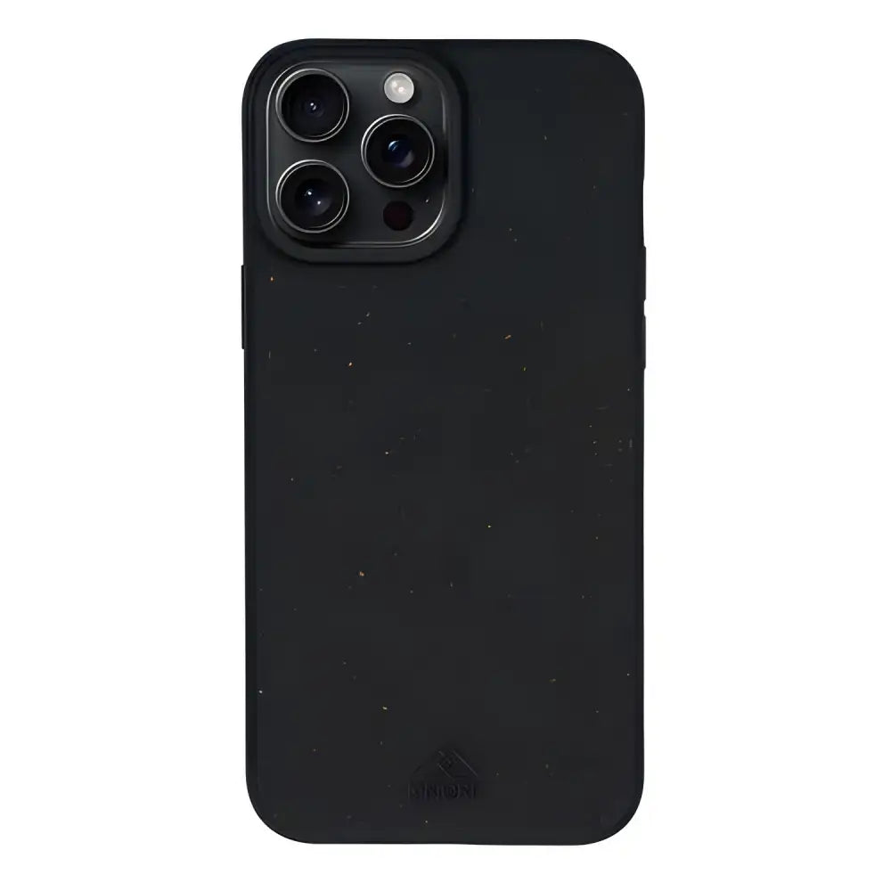 Black smartphone with triple-lens camera in Eco Speckled Dark Case for iPhone XS Max