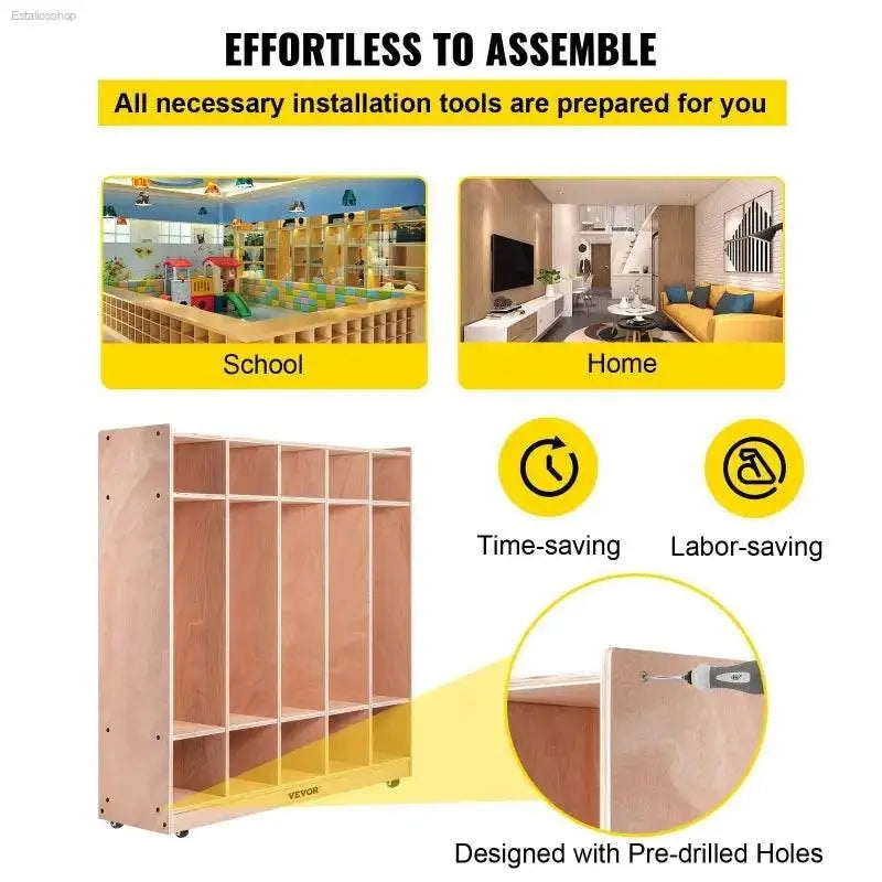 VEVOR 5-Section Coat Locker with Durable Birch Construction for Organized