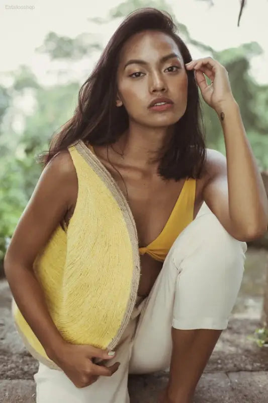 🌟 Effortless Style – SOLO Citroen Jute Bag in Lemon Yellow | Perfect for Daily Adventures and Eco-Friendly Living