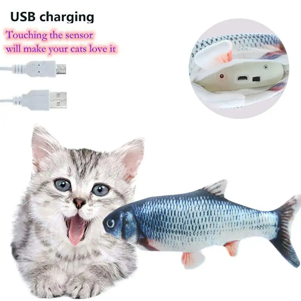 Interactive Electric Flipping Fish toy that drives cats wild with fun and excitement