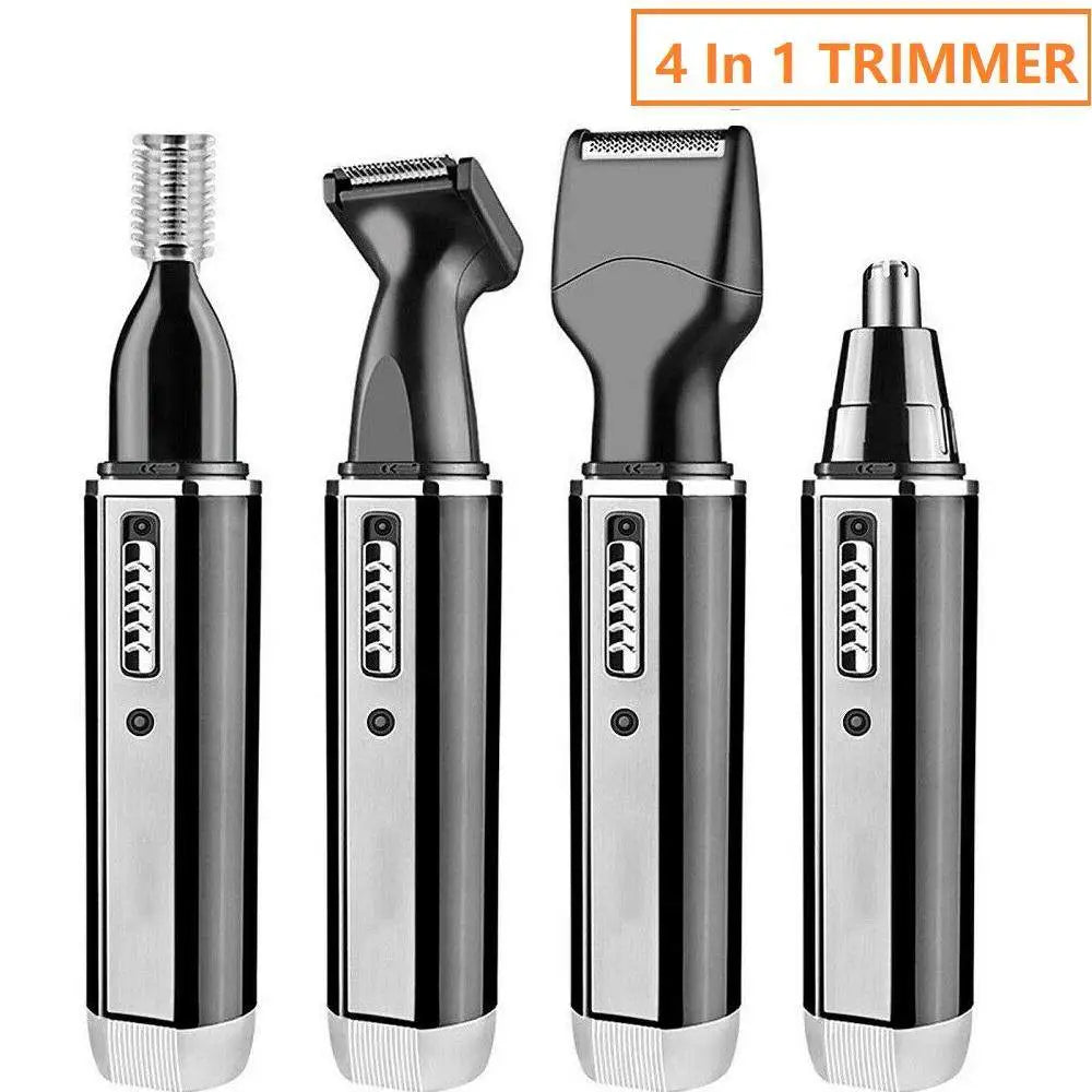 Electric Shaving Nose & Ear Trimmer Safety Kit with four grooming attachments