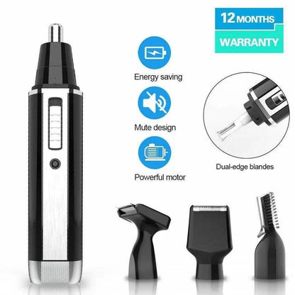 Electric Shaving Nose & Ear Trimmer Safety Kit with interchangeable trimming heads