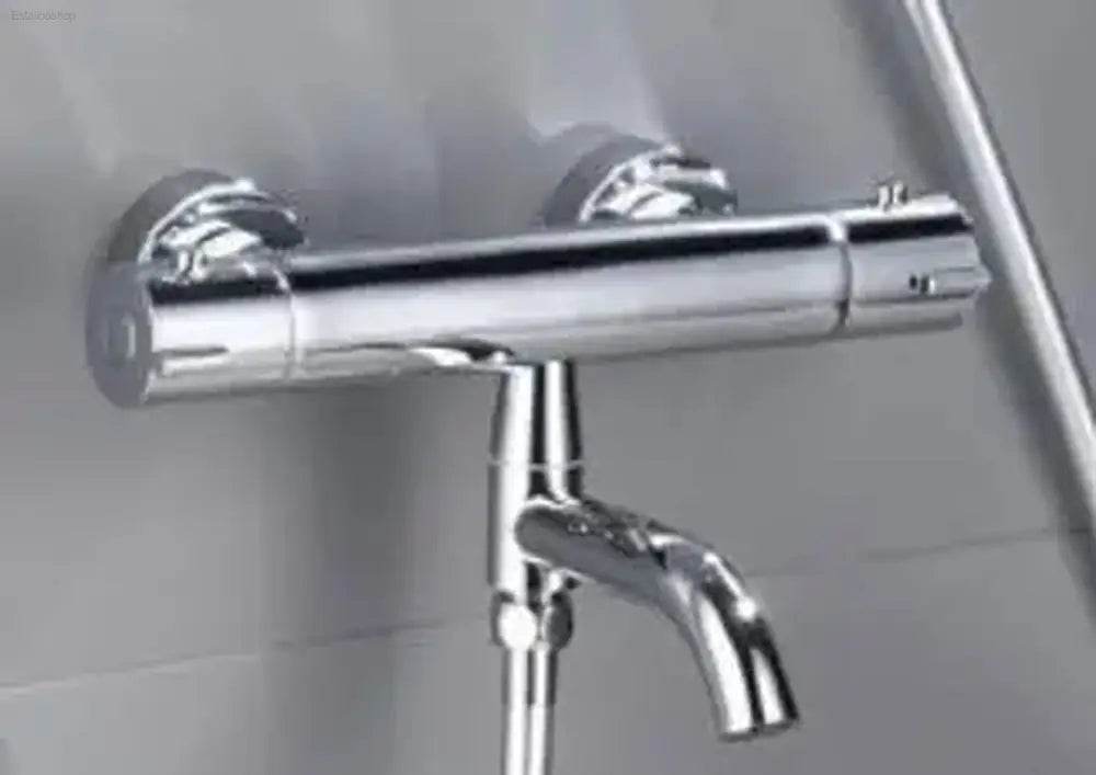 Elegant Black Chrome Thermostatic Shower Faucet Set - Premium Brass Mixer Tap for Hot & Cold Bathtubs - Estalios