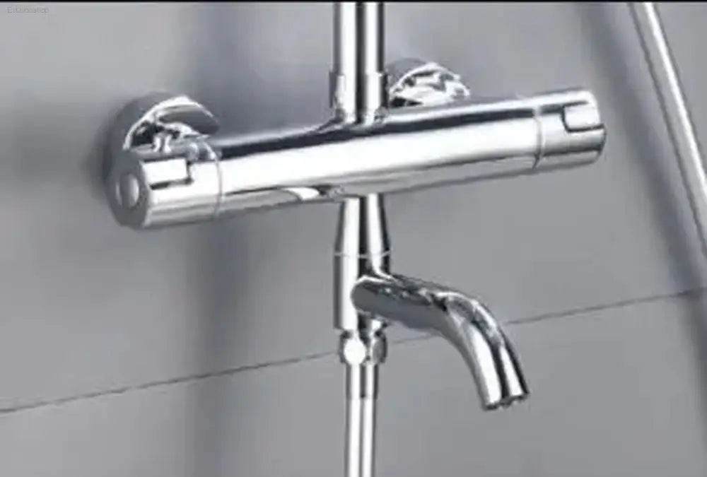 Elegant Black Chrome Thermostatic Shower Faucet Set - Premium Brass Mixer Tap for Hot & Cold Bathtubs - Estalios