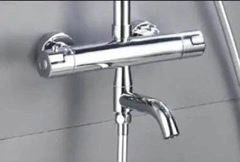 Elegant Black Chrome Thermostatic Shower Faucet Set - Premium Brass Mixer Tap for Hot & Cold Bathtubs - Estalios