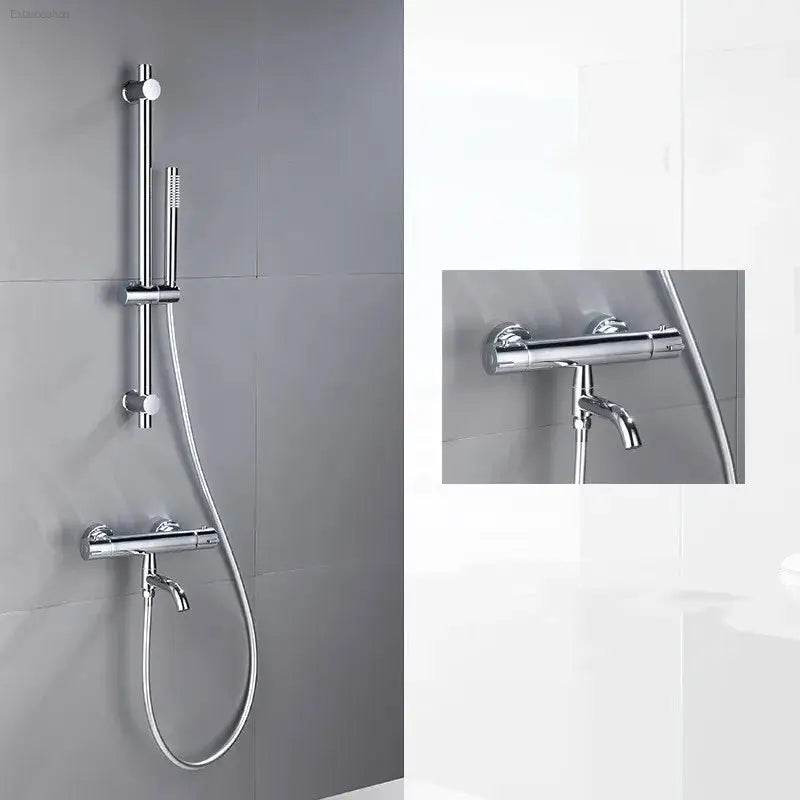 Elegant Black Chrome Thermostatic Shower Faucet Set - Premium Brass Mixer Tap for Hot & Cold Bathtubs - Estalios