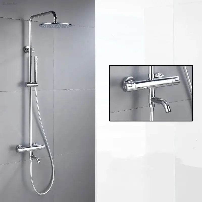 Elegant Black Chrome Thermostatic Shower Faucet Set - Premium Brass Mixer Tap for Hot & Cold Bathtubs - Estalios