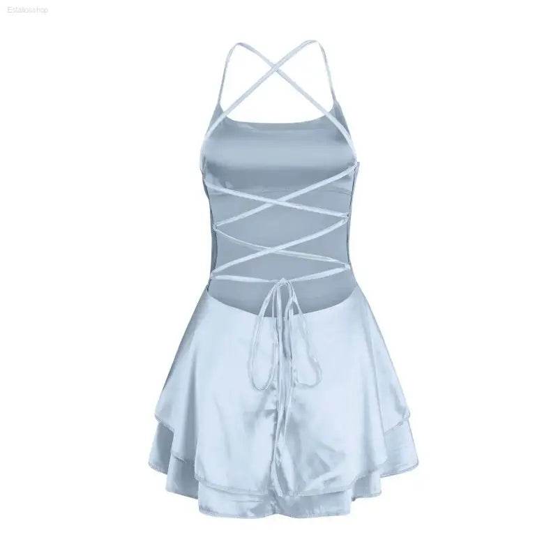 Elegant Backless Silk And Satin Ladies' Mini Dress - Estalios
