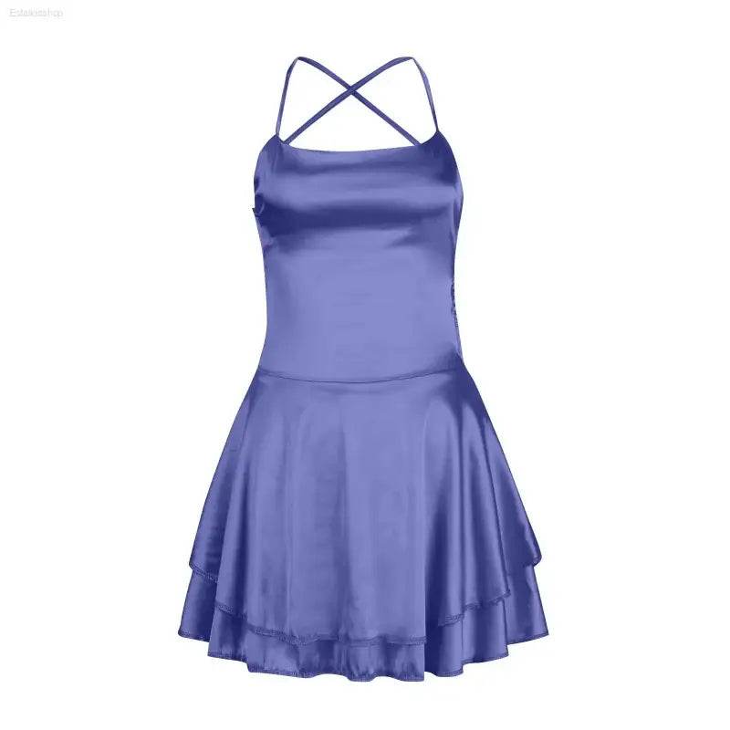 Elegant Backless Silk And Satin Ladies' Mini Dress - Estalios