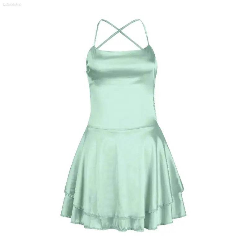 Elegant Backless Silk And Satin Ladies' Mini Dress - Estalios