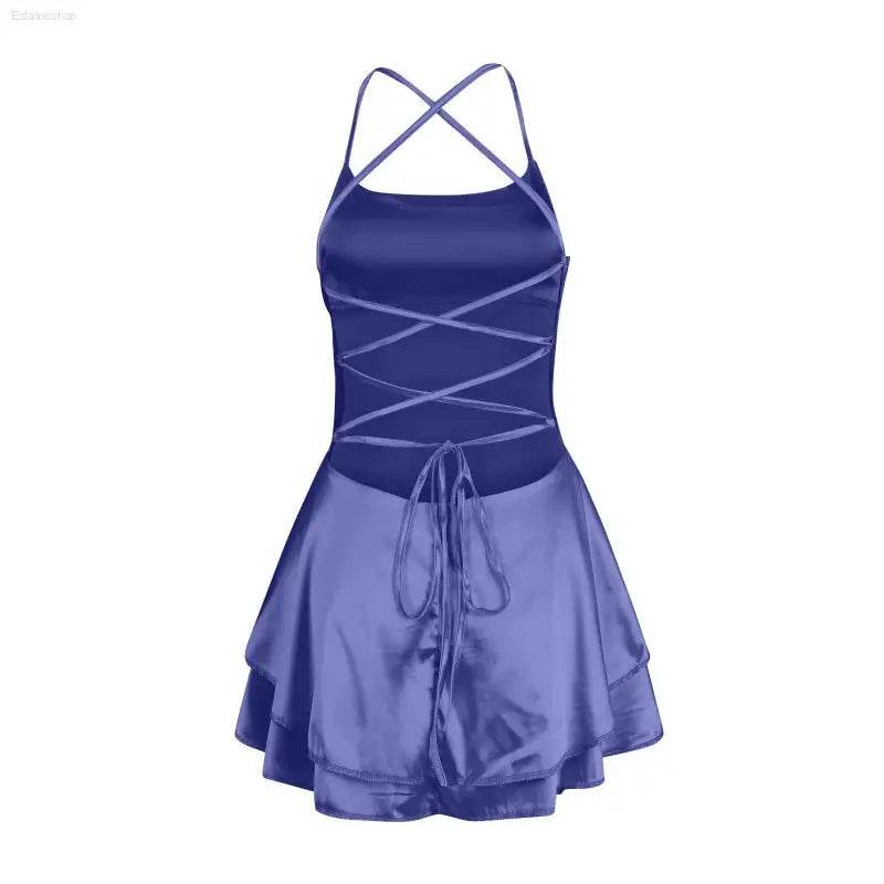 Elegant Backless Silk And Satin Ladies' Mini Dress - Estalios