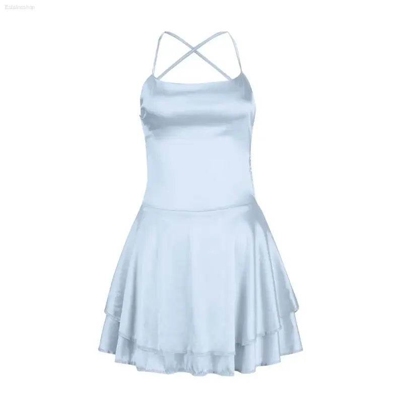 Elegant Backless Silk And Satin Ladies' Mini Dress - Estalios