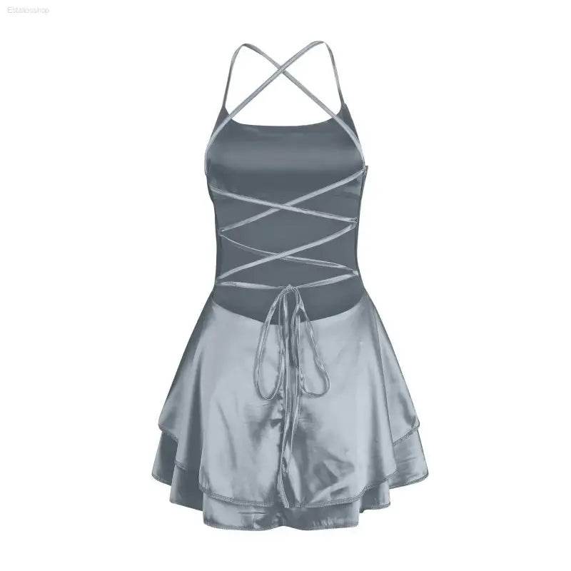 Elegant Backless Silk And Satin Ladies' Mini Dress - Estalios