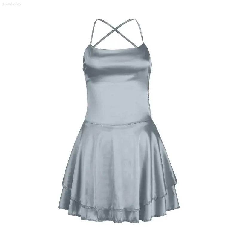 Elegant Backless Silk And Satin Ladies' Mini Dress - Estalios