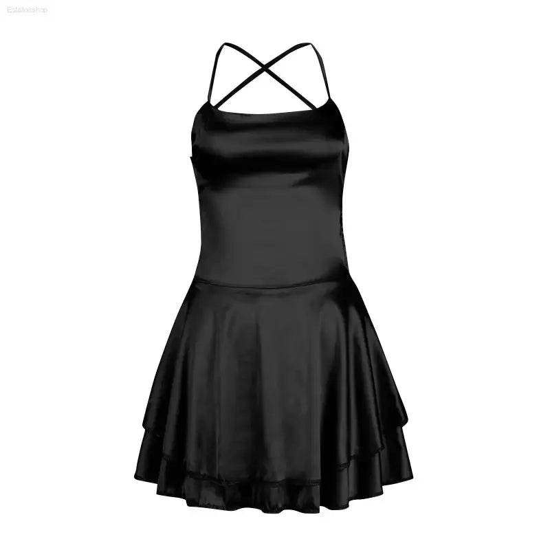 Elegant Backless Silk And Satin Ladies' Mini Dress - Estalios
