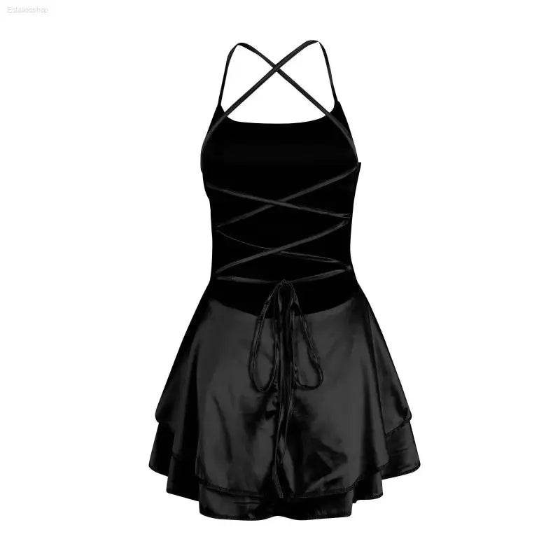 Elegant Backless Silk And Satin Ladies' Mini Dress - Estalios
