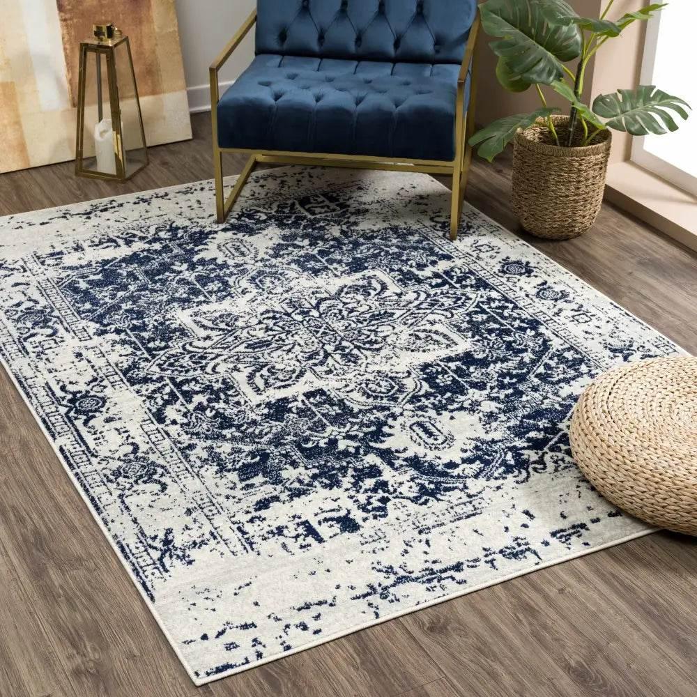 Elegant Rachel Navy Area Rug for Timeless Style - Estalios
