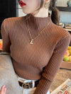 Elegant Solid Basic Knitted Turtleneck Sweater for Women - Estalios