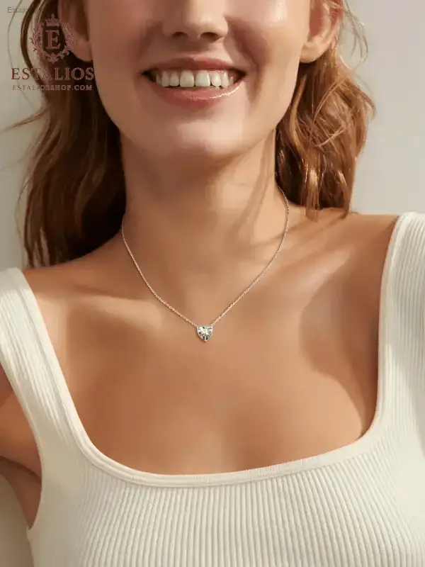 Elegant Sterling Silver Birthstone Heart Necklace for Women and Girls - EstaliosShop