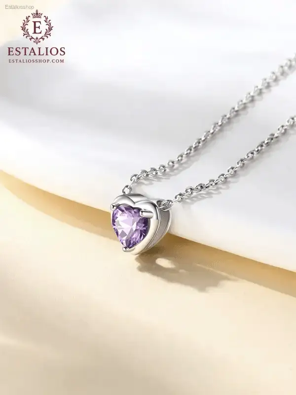 Elegant Sterling Silver Birthstone Heart Necklace for Women and Girls - EstaliosShop