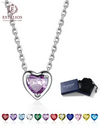 Elegant Sterling Silver Birthstone Heart Necklace for Women and Girls - EstaliosShop