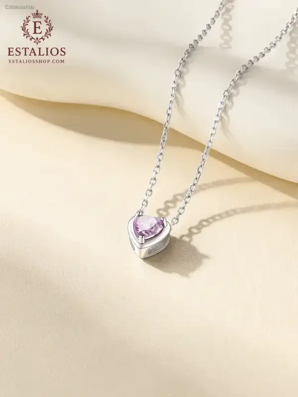 Elegant Sterling Silver Birthstone Heart Necklace for Women and Girls - EstaliosShop