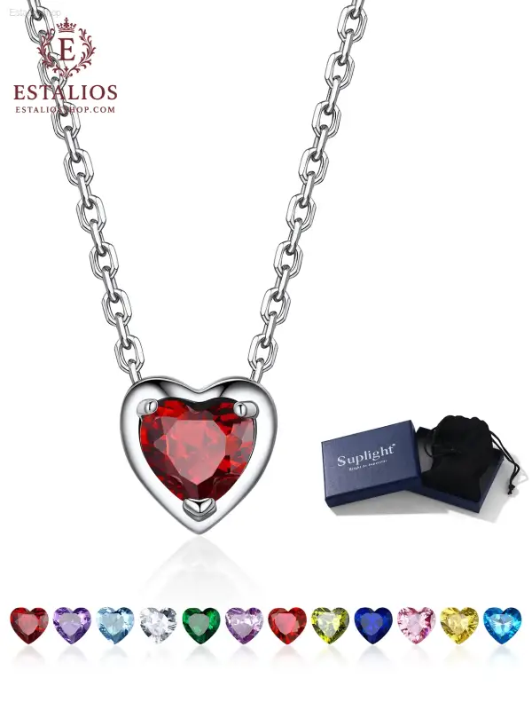 Sterling Silver Birthstone Heart Necklace - Perfect Mother's Day Gift!