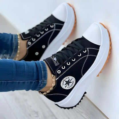 Black canvas platform sneakers perfect for casual cool women in style