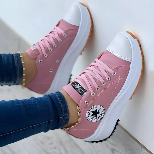 Pink canvas platform sneakers from Elevated Canvas Kicks for casual cool women