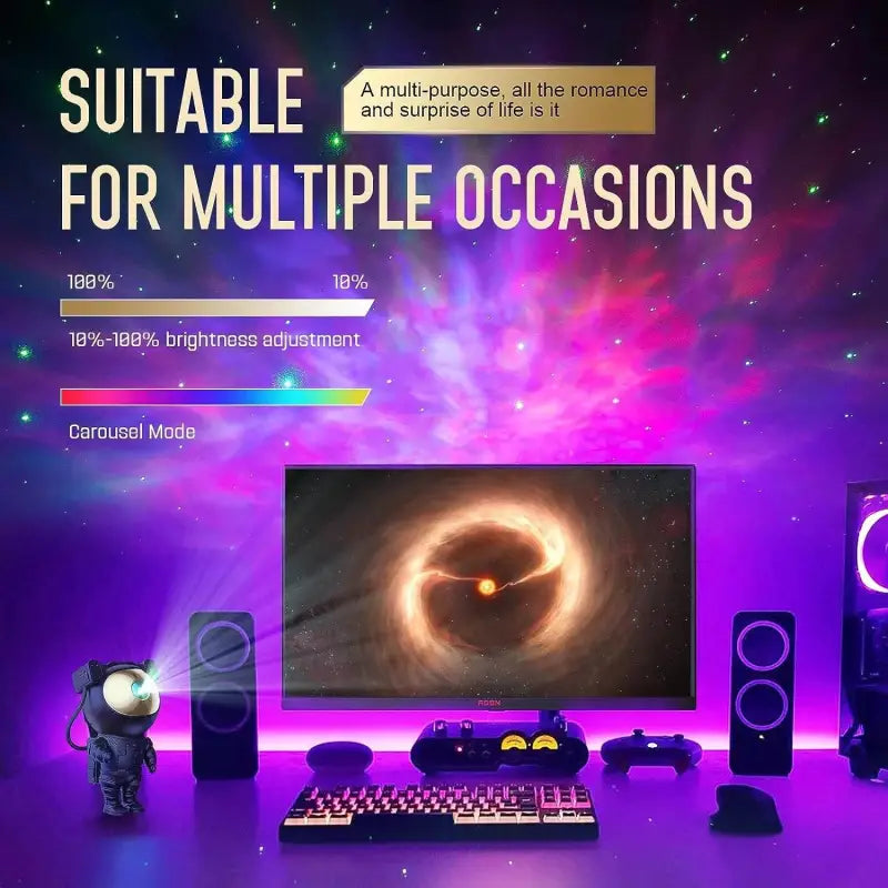 Enchanting Astronaut Night Light Projector - 8 Color LED Nebula with Remote & Timer for Kids' Rooms, Perfect for Game Room Decor & Magical Birthday/Christmas Gifts - Estalios