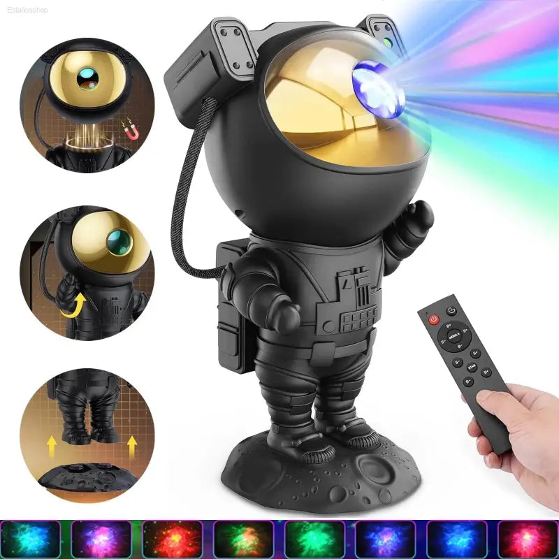 Enchanting Astronaut Night Light Projector with 8 Color LED Nebula and Remote for Kids' Rooms and Game Room Decor
