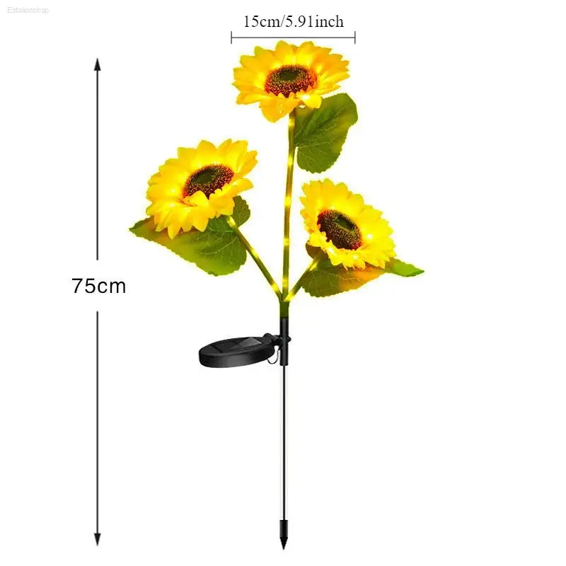 Solar Powered 1/3 Head Sunflower LED Lights for Outdoor Garden Decor - Waterproof String Lights for Weddings, Parties & Christmas