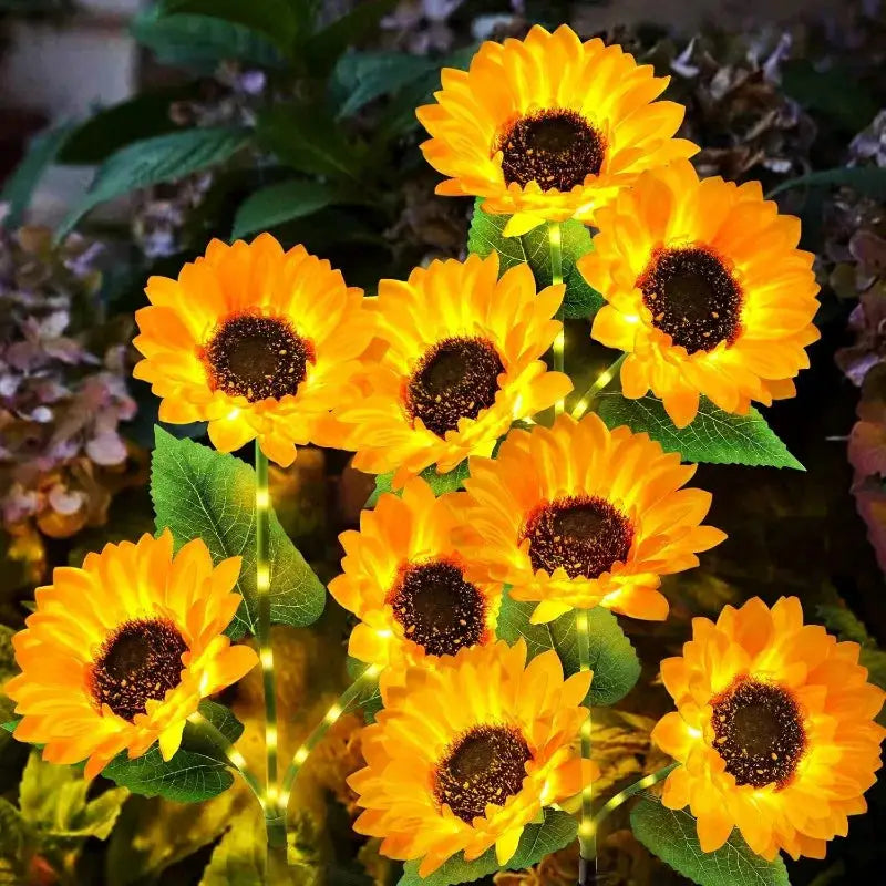 Solar Powered 1/3 Head Sunflower LED Lights for Outdoor Garden Decor - Waterproof String Lights for Weddings, Parties & Christmas