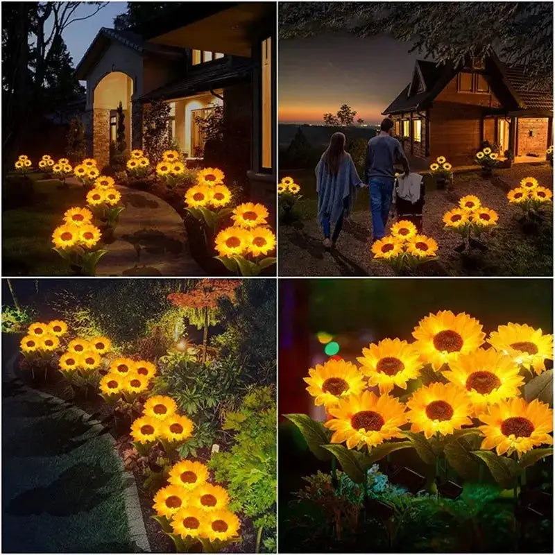 Solar Powered 1/3 Head Sunflower LED Lights for Outdoor Garden Decor - Waterproof String Lights for Weddings, Parties & Christmas