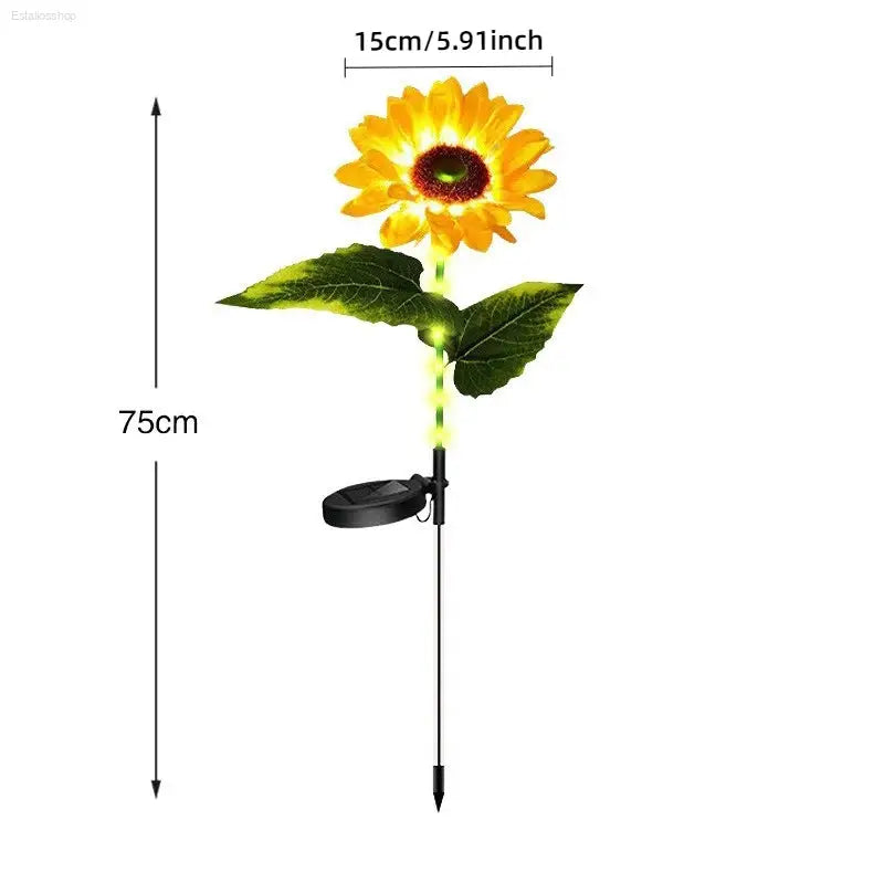 Solar Powered 1/3 Head Sunflower LED Lights for Outdoor Garden Decor - Waterproof String Lights for Weddings, Parties & Christmas