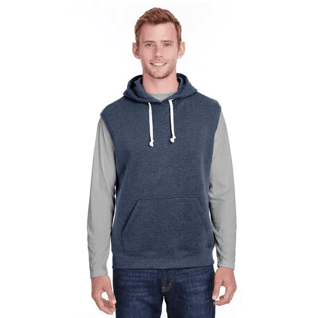 Comfortable Adult Triblend Fleece Sleeveless Hoodie - BLACK - S - Estalios